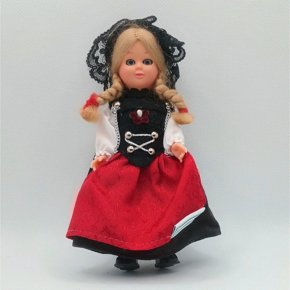 Swiss Girl Doll 6" Tall Collectible Souvenir 1950's National Costume or German